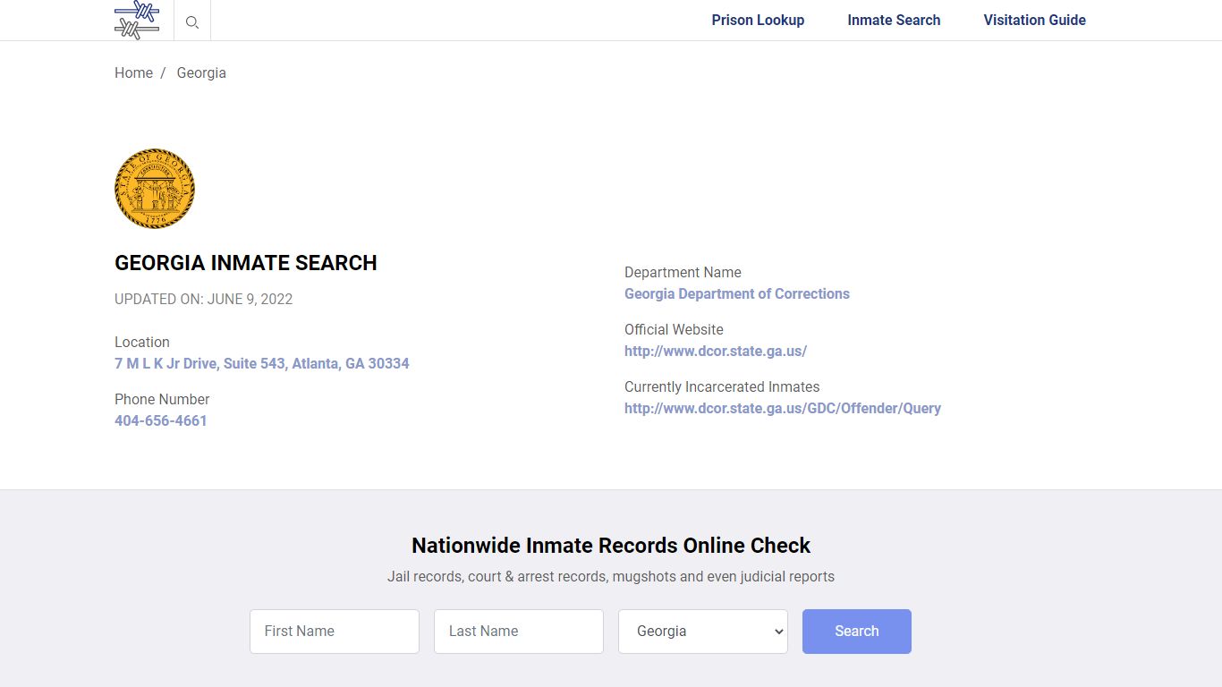 Georgia Inmate Search – Georgia Department of Corrections ...