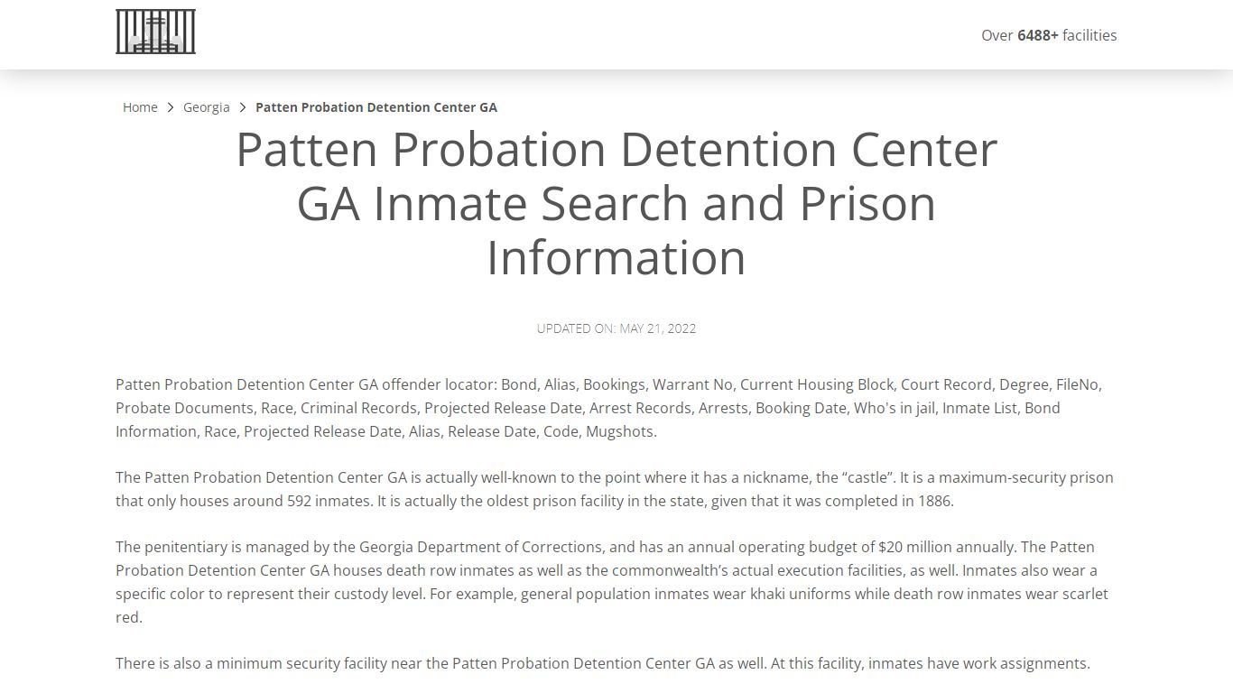 Patten Probation Detention Center GA Inmate Search ...